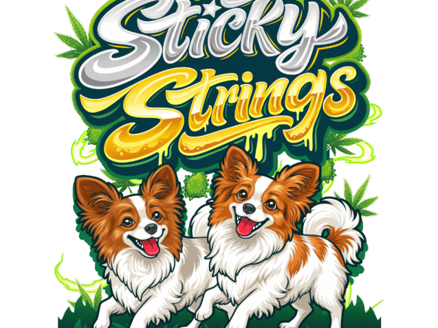 GreenRX Sticky Strings cannabis brand artwork celebrating GreenRX now available for delivery on DoorDash
